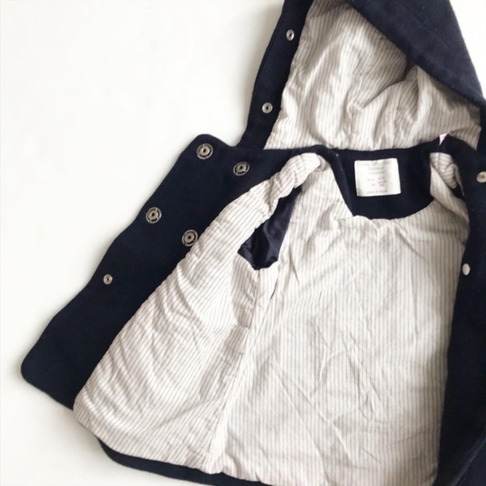 Zara navy blue hooded dress coat VGUC 2/3T - Picture 3 of 5